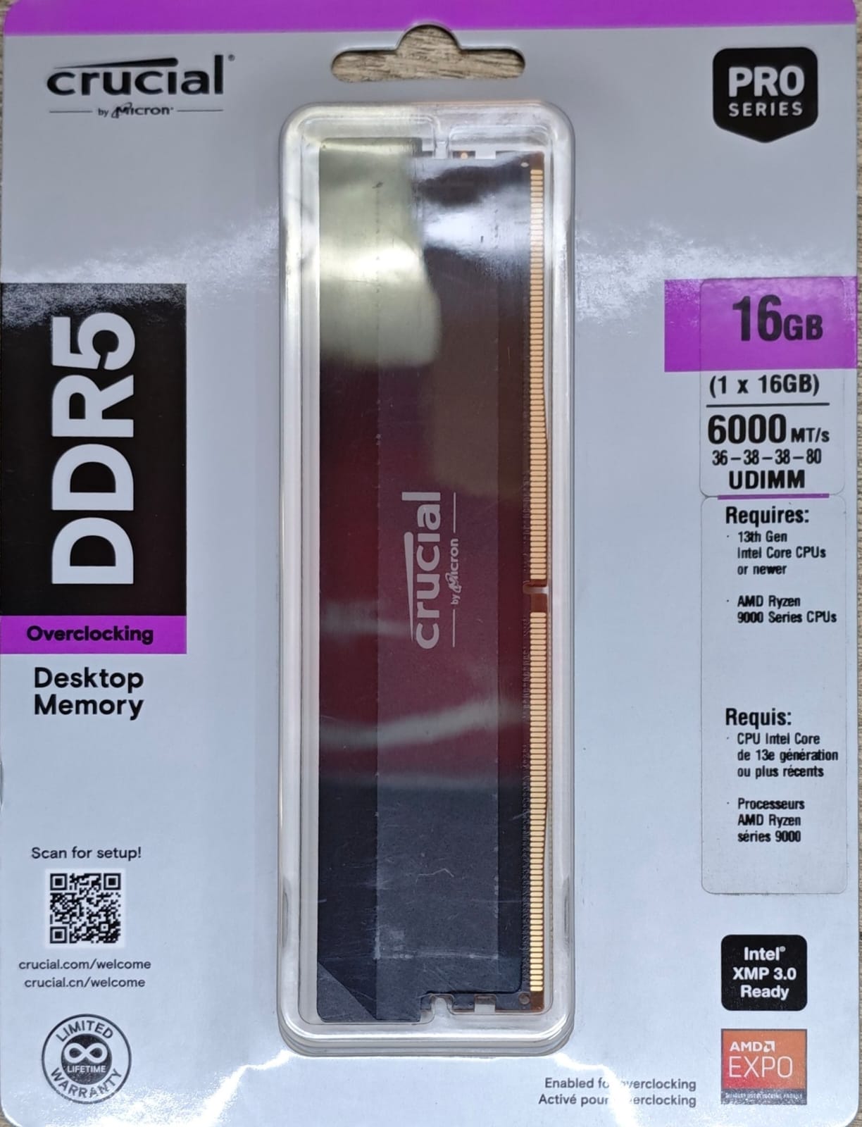 Crucial Pro OC 16GB DDR5 6000MHZ CL36